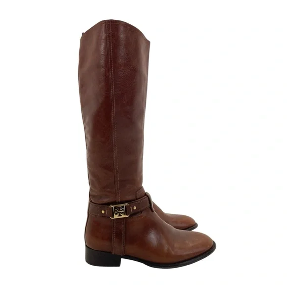 Tory Burch Alessandra Tall Riding Boots 7 Brown - Picture 2 of 16